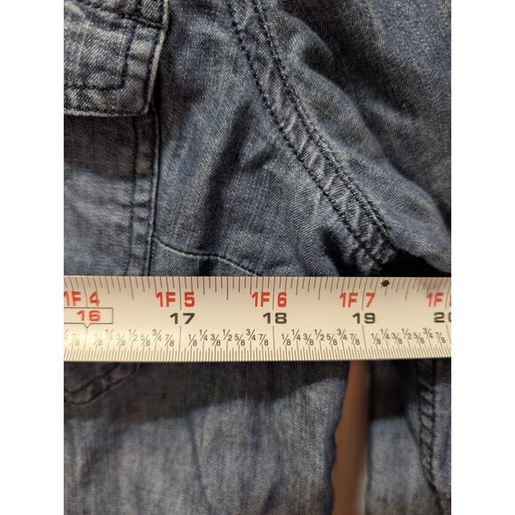 Talbots Women's Lightweight Dark Denim Long Sleeve Button Down Shirt Size M - Picture 5 of 7
